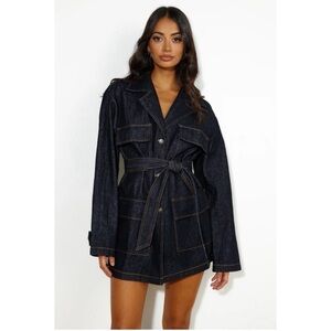 Lioness Dark Denim Belted Denim Dress